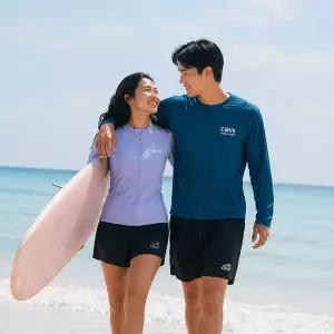 [아이스샌드](의정부점)남성 여성 래쉬가드 루즈핏 긴팔 상의 집업 수영복 티셔츠 반바지