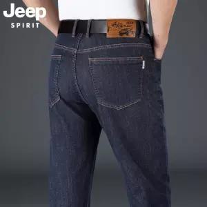 JEEP SPIRIT 여름 청바지 남성 스판 얇은 블랙진 팬츠