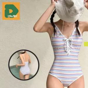 레인보우패턴 모노키니수영복 스트라이프 실외 휴양지 여름 수영복 워터파크 여성용 실내 비치웨어 휴가