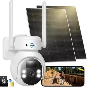 Hiseeu No WiFi 카메라 24/7 녹화 4G 셀룰러 무선 실외 20W 태양광 360°PTZ 2K 나이트 비전 양방향 대화