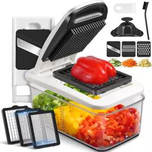 소피토 야채 초퍼 만돌린 슬라이서 - 6개의 칼날과 용기 양파 샐러드 음식 준비를 위한 튼튼한 및 커터가