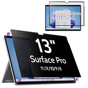 13인치 Surface Pro 11/10/9/8/X용 Peslv 개인정보 보호 화면, MagicSuction 탈착식 스파이 블랙 프로텍터, 마이크로소프트 노트북 컴퓨터 모니터용 글레어 블루 라이트 필터