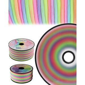 Fashion lab 소프트 레인보우 코드 7가닥 4mm 5cm 16인치 나일론 파라코드 다이 48 8m 160피트 97 5m 320피트 야외 하이킹 로프 캠핑 파스텔 홀치기 염색 로프 팔찌