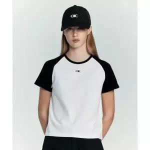 OIOI COLLECTION 래글런 배색 링거 반팔 티셔츠 [WHITE]