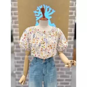 [레코브](하남점)라운드 플라워 반팔 블라우스 (SB31F8BL514X)