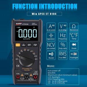 WINAPEX ET8104 디지털 휴대용 멀티미터 자동 범위 다기능 테스터 NCV AC/DC 전압 저항 온도