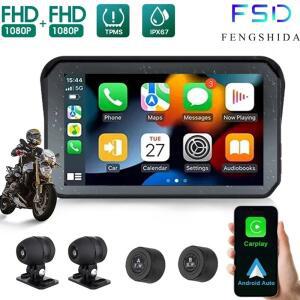 5인치 오토바이 카플레이 방수 1080P WiFi 무선 안드로이드 오토 DVR 모니터 블랙박스 GPS 네비게이션 TPMS