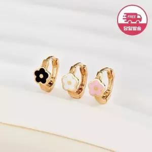 [비앤비골드] 당일발송 14K 데이지 플라워 에나멜 원터치 링 피어싱 한쪽 JAE40790
