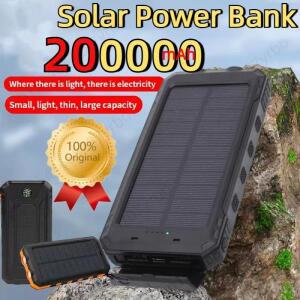 샤오미 200000 mAh 태양광 보조베터리 휴대용 대용량 충전기 손전등 IOS 안드로이드 USB 고속 2025와 호환