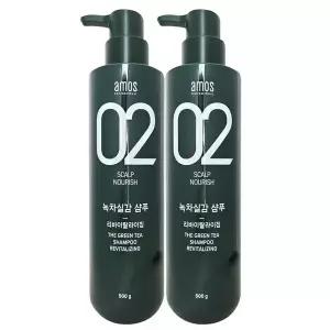 [NS홈쇼핑]아모스 녹차실감 리바이탈라이징 산뜻한 타입 지성 샴푸 500g 2개..[36025529]