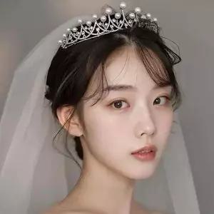 셀프 깔끔한 웨딩 티아라 왕관 머리띠