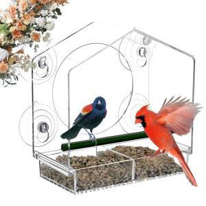 JARKYFINE 창문 새 모이통 - 강력한 탈착식 아크릴 위한 흡착 6CM(2.36인치) 컵 실외용 투명 선물 트레이, 새집, 부모를 4개 관찰