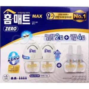 홈키파 홈매트 리퀴드 훈증기 2개 + 액상리필 4개 세트 맥스 제로 전자 모기향 코스트코