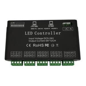12 채널 DMX 디코더 RGB DMX512 스트립 컨트롤러 입력 DC5V-24V 60A