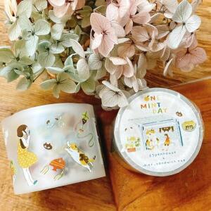 63penhouse 빈티지 원 민트 데이 캣 걸 와시 PET 테이프 플래너 카드 제작 DIY 스크랩북 플랜 장식 스티커