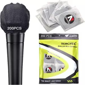 TENGYES 200 PCS 100팩 마이크 위생 커버 일회용 부직포 휴대용 KTV 노래방 녹음실 뉴스 인터뷰 블랙
