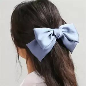 블루리본 여성 리본 헤어핀 자동 실크 리본 헤어핀 포니테일 머리...