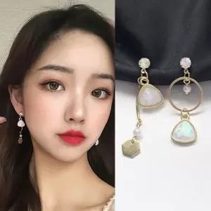 [하프클럽/]로즈골드 큐빅 진주 원석귀걸이 골드귀걸이 실버 포인트 드롭