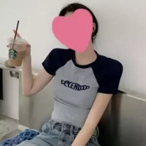 반팔 티셔츠 여성 크롭티 나그랑 배색 여름 가을 데일리 캐주얼