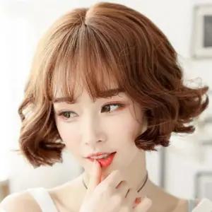 [하프클럽/]단발 가발 인모 자연스러운 짧은 여성 헤어 중년 패션 머리