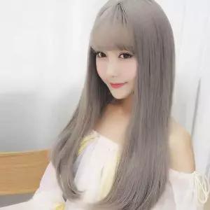 [하프클럽/]회색 긴 생머리 자연스러운 여자 통가발 데일리 여성 패션가발