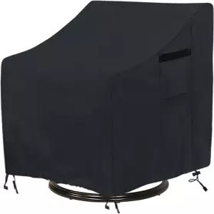 아난메이 애디론댁 의자 커버 야외 스위블 라운지 1팩 30L x 34W 38.5H 인치 방수 헤비 듀티 블랙