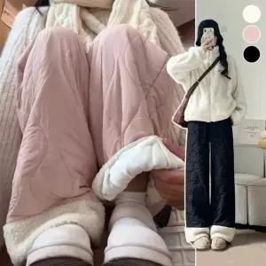 와이드 밴딩팬츠 여성 겨울 기모 패딩 바지 스키장 홈웨어