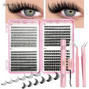 16Rows 방수 DIY 래쉬 키트가 포함된 개별 클러스터 본드 및 씰 속눈썹 핀셋 확장