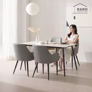 라로퍼니처 로워드 1400 연그레이 포세린 통 세라믹 4인 식탁 세트(식탁+의자4)