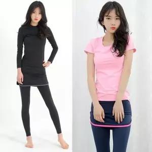 여성 한줄요가스포츠 레쉬가드9부 치마 레깅스 스판-WFOFCB7