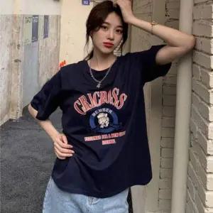 여성 반팔 티셔츠 크롭 오버핏 프린팅 영문 캐주얼 상의