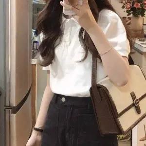 맨투맨 여성 스트라이프 카라 티셔츠 린넨 반팔 상의
