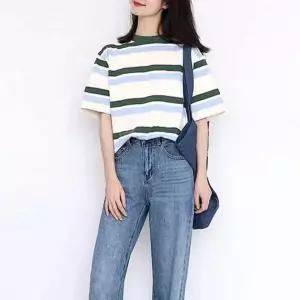여성티셔츠 셔링 망사 반팔 크롭티 면티 패턴 반팔티