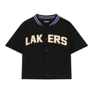 NBA LAL 팀로고 반소매 바시티 점퍼 블랙 K242JP002P19US