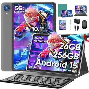 10인치 태블릿 키보드가 있는 2026 안드로이드 15 26GB+256GB+2TB 확장 제미니 AI가 태블릿 PC 옥타코어 8000MAH 5G WIFI 와이드바인 L1 GMS 케이스 마우스 스타일러스가 1개 중 2개(녹색)