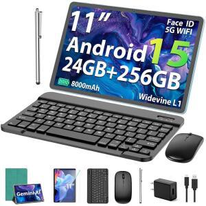 SUICOEY 2026 11인치 ANDROID 15 태블릿(키보드 포함) 24GB+256GB 2TB 확장 8000MAH 5MP+13MP 5G WIFI 제미니 AI 스플릿 스크린 와이드바인 L1 2 IN 1 태블릿 PC(케이스 마우스 스타일러스 포함)