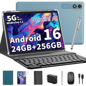 2026 10인치 태블릿 키보드가 있는 안드로이드 16 제미니 AI 24GB+256GB+2TB 확장 8코어 5G WIFI 8000MAH GMS GPS 전자 태블릿 PC(마우스 케이스 스타일러스 포함) 1개 중 2개(녹색)