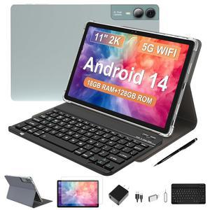 페사볼 2026 최신 11인치 안드로이드 태블릿 18GB RAM 128GB ROM 1TB 확장 2K 디스플레이 T616 옥타코어 5G WIFI 13MP+5MP 카메라 GPS 9000MAH 태블릿 및 케이스 / 키보드 펜 쿼드 스피커