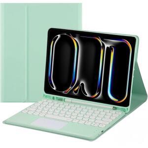 펜 홀더 원형 키 분리형 트랙패드 키보드 민트 그린이 포함된 AMAZON FIRE HD 10/10 PLUS 10.1 인치 2021/2023(11/13세대)용 NUWANAYA 터치패드 케이스