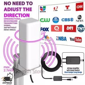 dmb안테나 6000마일 HDTV TV 안테나 1080P 실외 HD 8K 디지털 360  신호 증폭 부스터 35DBI 32.8피트 케이