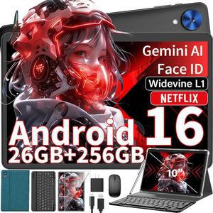 안드로이드 태블릿 키보드 포함 2026 10인치 16 26GB+256GB+2TB 확장 제미니 탑재 AI 8코어 8000MAH 5G WIFI GPS GMS 전자제품 태블릿 케이스 / 마우스 스타일러스(그린 케이스)