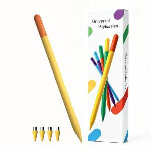 삼성 갤럭시 탭 A11, A11+, A9, A9+, A8, A7 라이트용 액티브 펜, 태블릿 안드로이드 터치스크린용 커패시티브 스타일러스, 4배 팁/닙스(노란색) 포함 고정밀 디지털