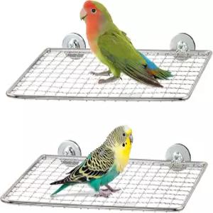 케이지용 Jevnd 2pcs 스테인리스 스틸 버드 퍼치 오픈 그리드 이지 클린 앵무새 스탠드 발톱 친화적 그립