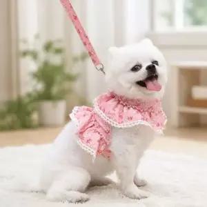 [하프클럽/]플라워 레이스 강아지 고양이 가슴줄 하네스 GOT-1005871