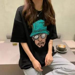 반팔티 오버핏 여성 여름 프린팅 박스티 캐주얼 티셔츠