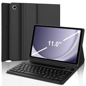 삼성 갤럭시 탭 A9+ 태블릿용 키보드 케이스 11 u201D, 디채팅 블루투스, 스마트 커버 A9 플러스 태블릿 케이스, 펜슬 홀더가 있는 플러스용 가죽 폴리오 블랙