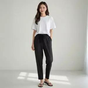 여름 밴딩 바지 여성 쿨팬츠 세미 컴팩트 숏팬츠