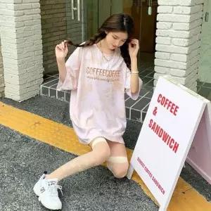 여성티셔츠 반팔 라운드 나염 여름 모던룩 티셔츠