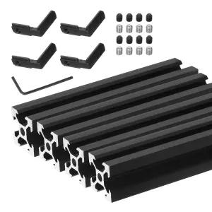 uxcell 4Pcs V 슬롯 2020 알루미늄 압출 프로파일 유럽 표준 100mm x 아노다이징 블랙 선형 레일 프레임 3D