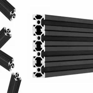 4pcs 600mm(23.6인치) 2020 T-슬롯 알루미늄 압출 레일 블랙 아노다이징 유럽 표준 3D 프린터 CNC 기계 및